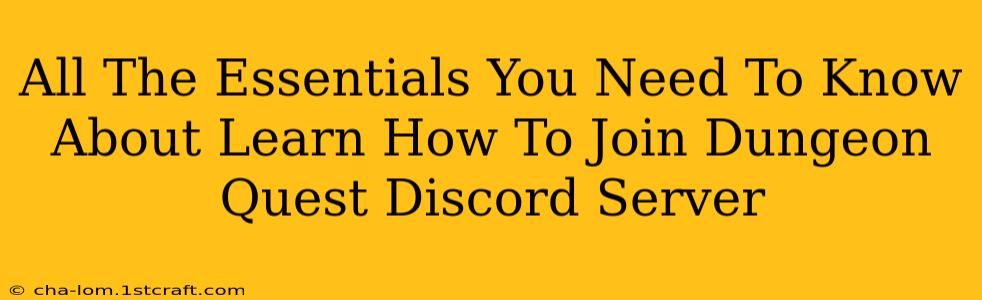 All The Essentials You Need To Know About Learn How To Join Dungeon Quest Discord Server