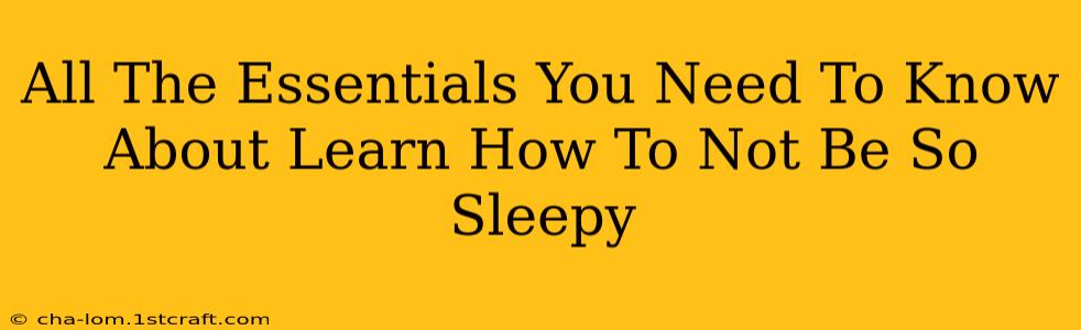 All The Essentials You Need To Know About Learn How To Not Be So Sleepy