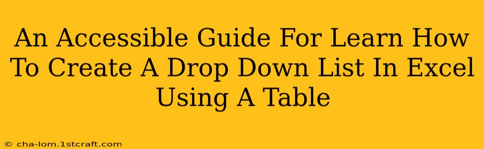 An Accessible Guide For Learn How To Create A Drop Down List In Excel Using A Table