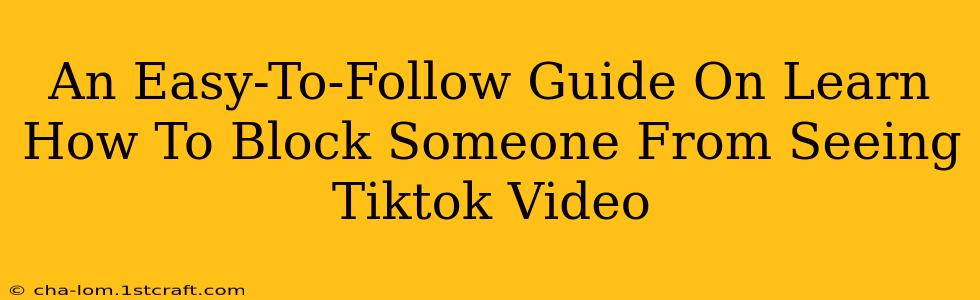 An Easy-To-Follow Guide On Learn How To Block Someone From Seeing Tiktok Video