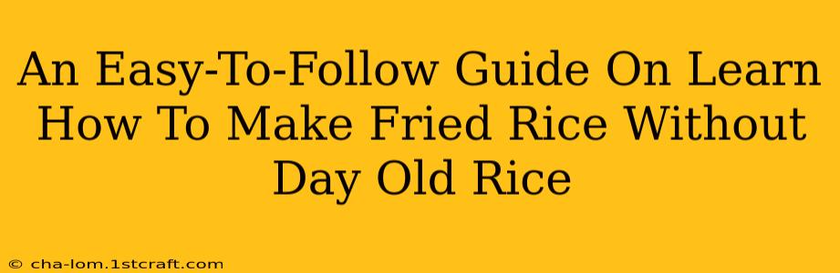 An Easy-To-Follow Guide On Learn How To Make Fried Rice Without Day Old Rice