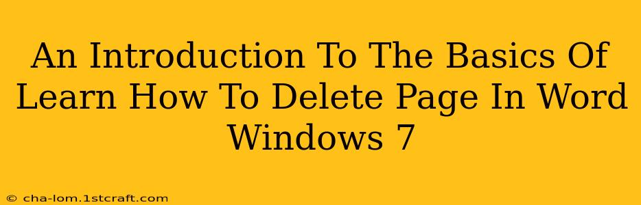 An Introduction To The Basics Of Learn How To Delete Page In Word Windows 7