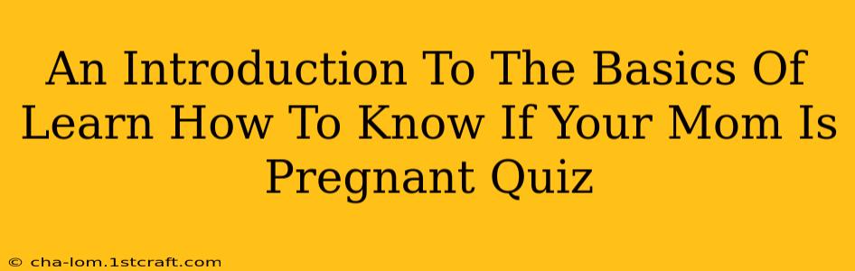 An Introduction To The Basics Of Learn How To Know If Your Mom Is Pregnant Quiz