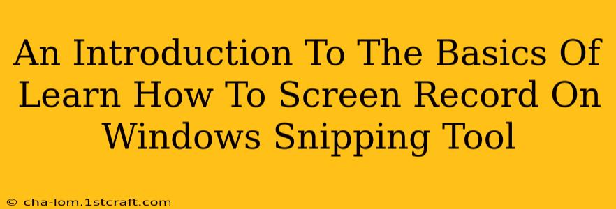 An Introduction To The Basics Of Learn How To Screen Record On Windows Snipping Tool