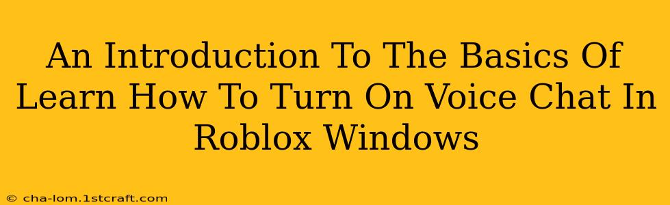 An Introduction To The Basics Of Learn How To Turn On Voice Chat In Roblox Windows