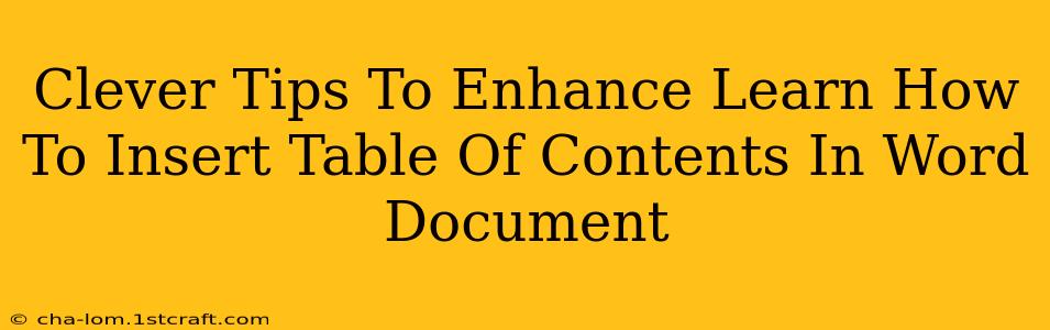 Clever Tips To Enhance Learn How To Insert Table Of Contents In Word Document