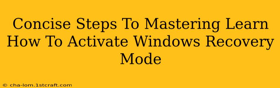 Concise Steps To Mastering Learn How To Activate Windows Recovery Mode