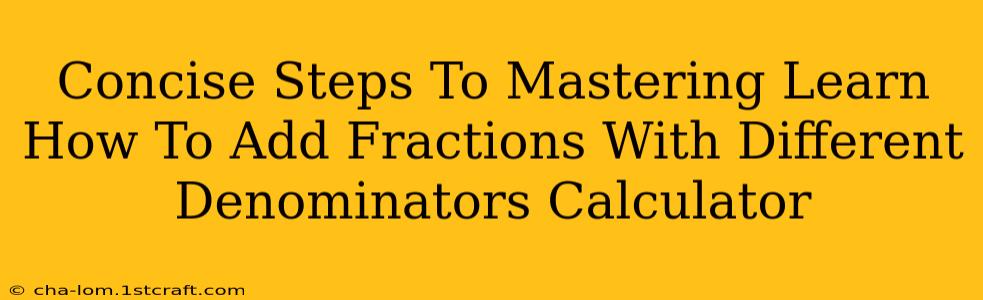 Concise Steps To Mastering Learn How To Add Fractions With Different Denominators Calculator