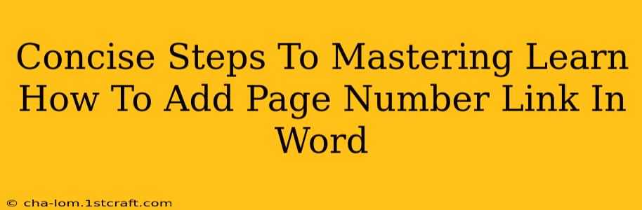 Concise Steps To Mastering Learn How To Add Page Number Link In Word