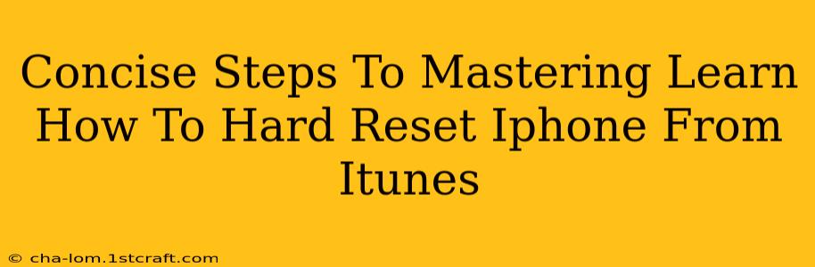 Concise Steps To Mastering Learn How To Hard Reset Iphone From Itunes