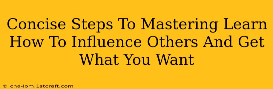 Concise Steps To Mastering Learn How To Influence Others And Get What You Want