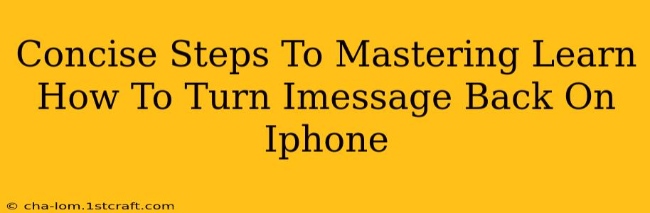 Concise Steps To Mastering Learn How To Turn Imessage Back On Iphone