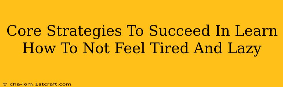 Core Strategies To Succeed In Learn How To Not Feel Tired And Lazy