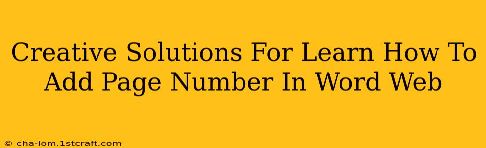 Creative Solutions For Learn How To Add Page Number In Word Web