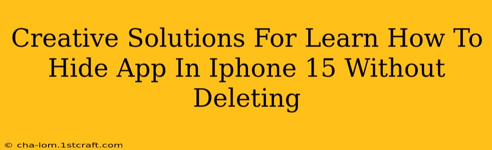 Creative Solutions For Learn How To Hide App In Iphone 15 Without Deleting