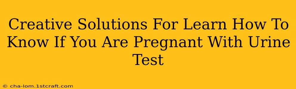 Creative Solutions For Learn How To Know If You Are Pregnant With Urine Test