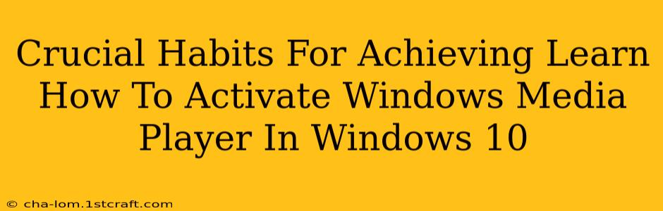 Crucial Habits For Achieving Learn How To Activate Windows Media Player In Windows 10