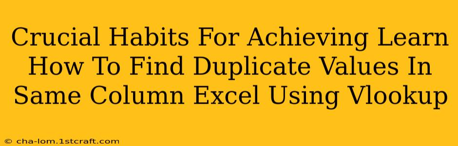 Crucial Habits For Achieving Learn How To Find Duplicate Values In Same Column Excel Using Vlookup