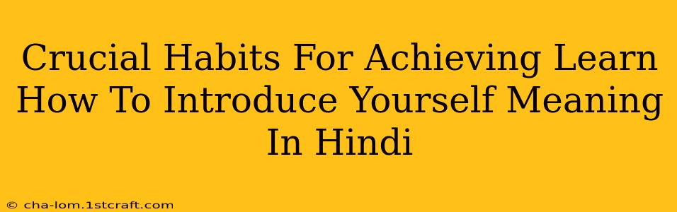 Crucial Habits For Achieving Learn How To Introduce Yourself Meaning In Hindi