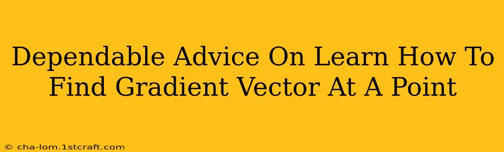 Dependable Advice On Learn How To Find Gradient Vector At A Point