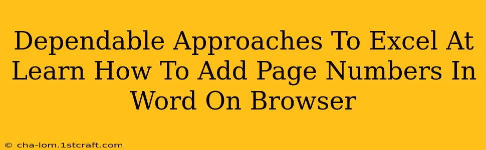 Dependable Approaches To Excel At Learn How To Add Page Numbers In Word On Browser