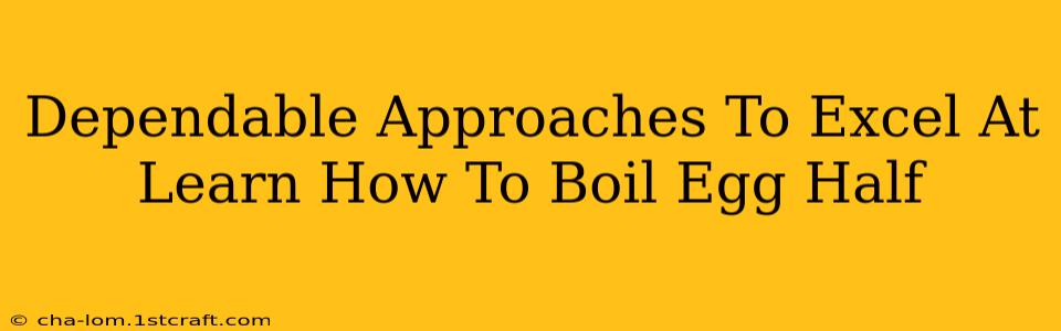 Dependable Approaches To Excel At Learn How To Boil Egg Half