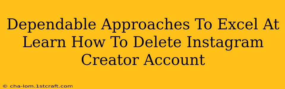 Dependable Approaches To Excel At Learn How To Delete Instagram Creator Account