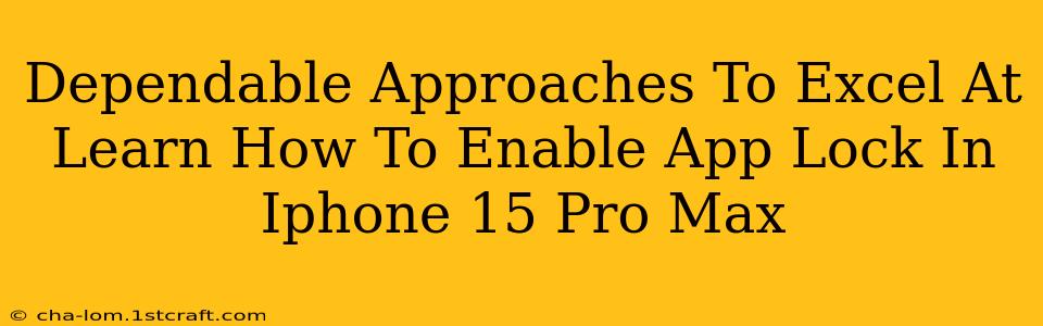 Dependable Approaches To Excel At Learn How To Enable App Lock In Iphone 15 Pro Max