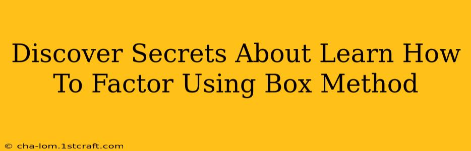 Discover Secrets About Learn How To Factor Using Box Method