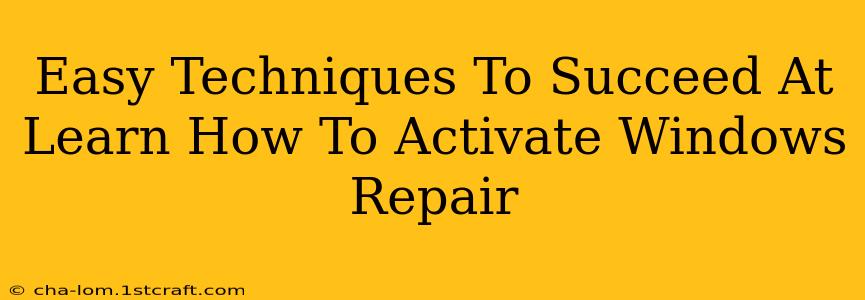 Easy Techniques To Succeed At Learn How To Activate Windows Repair