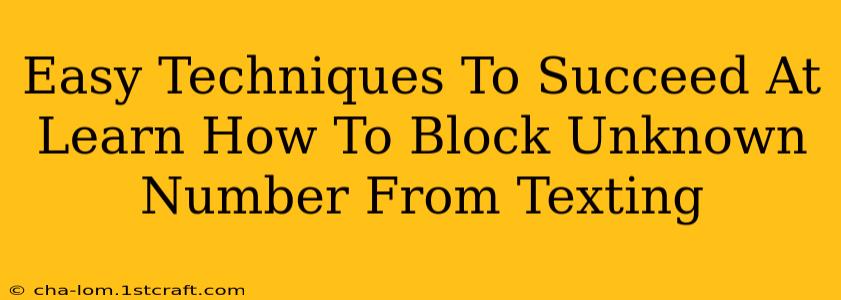 Easy Techniques To Succeed At Learn How To Block Unknown Number From Texting