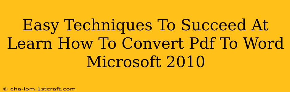 Easy Techniques To Succeed At Learn How To Convert Pdf To Word Microsoft 2010