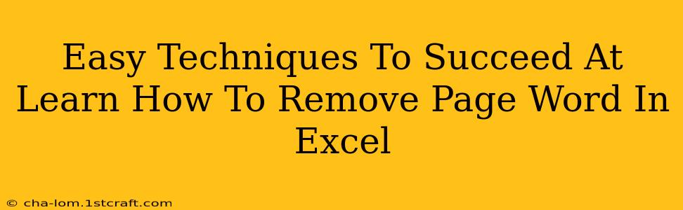 Easy Techniques To Succeed At Learn How To Remove Page Word In Excel