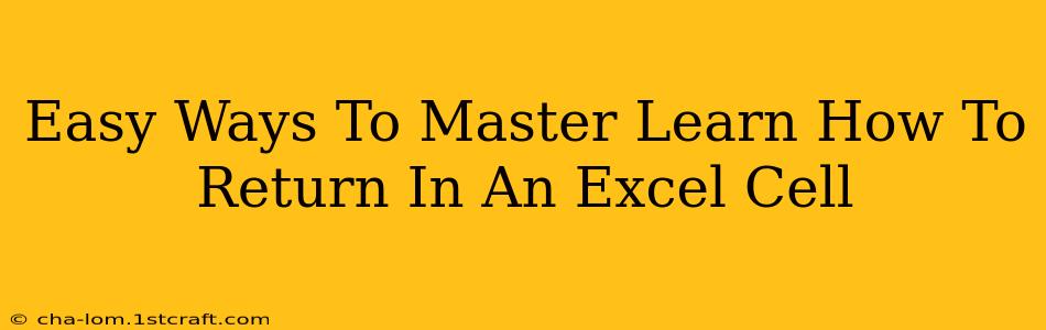 Easy Ways To Master Learn How To Return In An Excel Cell