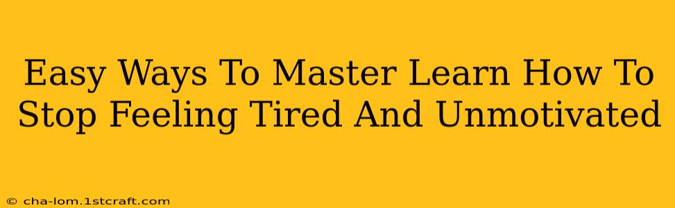 Easy Ways To Master Learn How To Stop Feeling Tired And Unmotivated