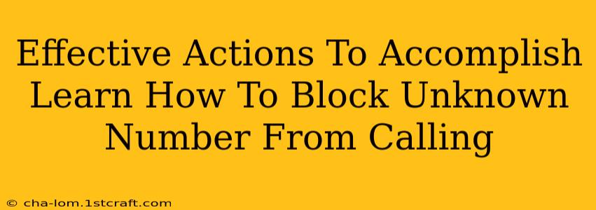 Effective Actions To Accomplish Learn How To Block Unknown Number From Calling