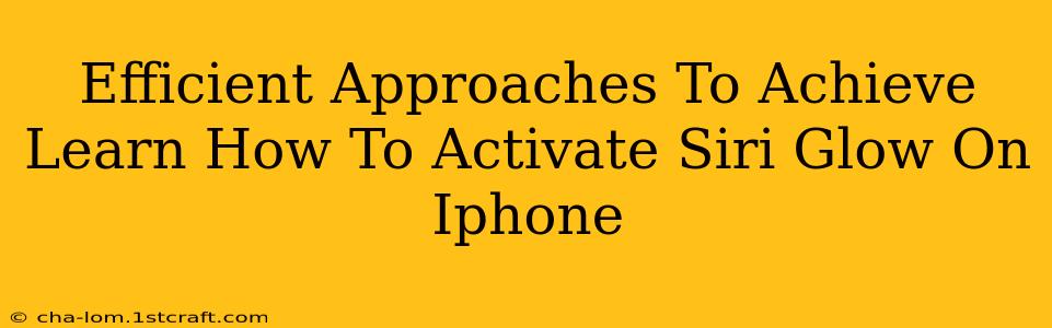 Efficient Approaches To Achieve Learn How To Activate Siri Glow On Iphone