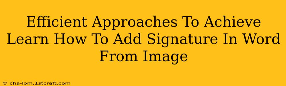 Efficient Approaches To Achieve Learn How To Add Signature In Word From Image