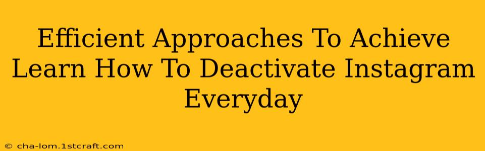 Efficient Approaches To Achieve Learn How To Deactivate Instagram Everyday