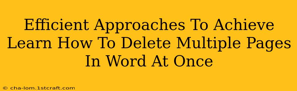 Efficient Approaches To Achieve Learn How To Delete Multiple Pages In Word At Once