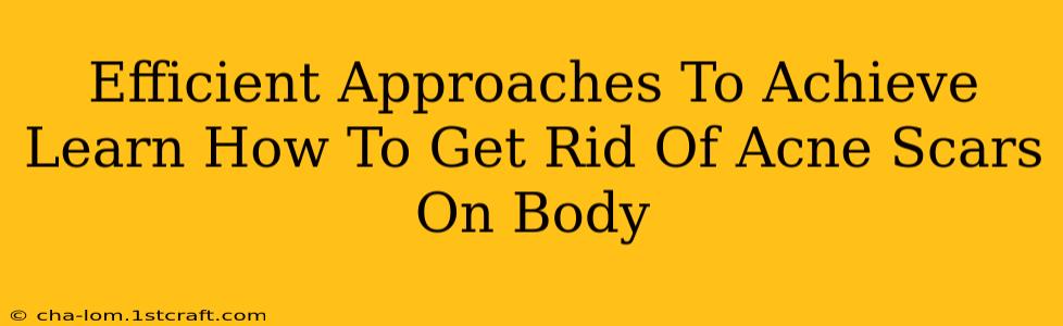 Efficient Approaches To Achieve Learn How To Get Rid Of Acne Scars On Body