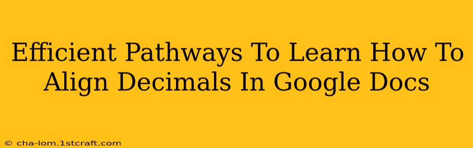 Efficient Pathways To Learn How To Align Decimals In Google Docs