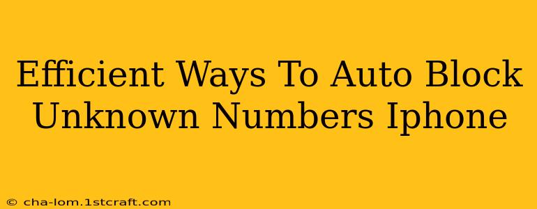 Efficient Ways To Auto Block Unknown Numbers Iphone