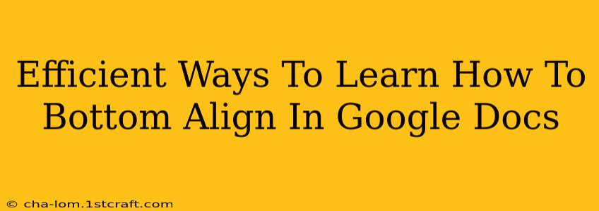 Efficient Ways To Learn How To Bottom Align In Google Docs