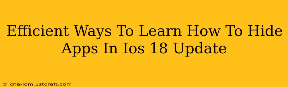 Efficient Ways To Learn How To Hide Apps In Ios 18 Update