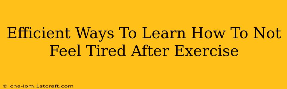 Efficient Ways To Learn How To Not Feel Tired After Exercise