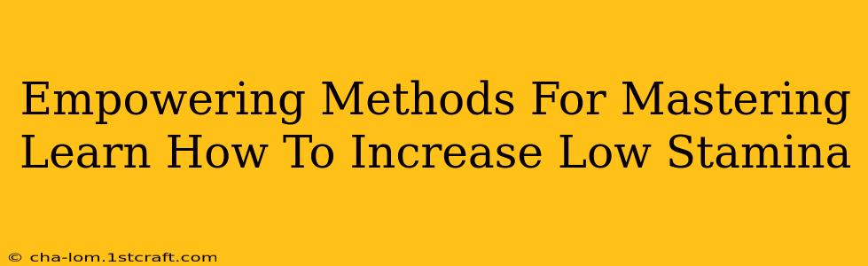 Empowering Methods For Mastering Learn How To Increase Low Stamina