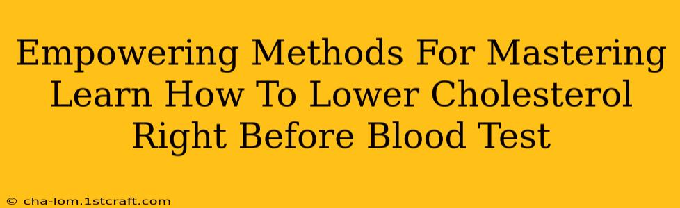 Empowering Methods For Mastering Learn How To Lower Cholesterol Right Before Blood Test