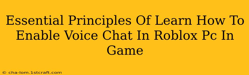 Essential Principles Of Learn How To Enable Voice Chat In Roblox Pc In Game