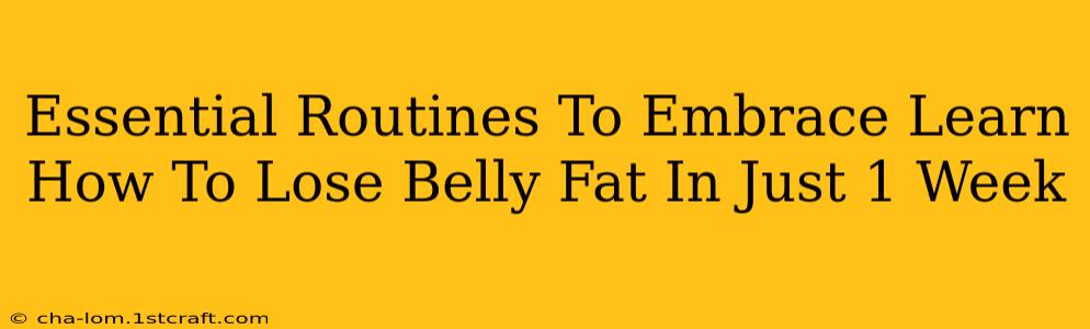 Essential Routines To Embrace Learn How To Lose Belly Fat In Just 1 Week